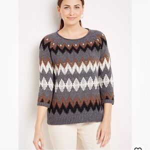 Chevron Chunky Southwestern Sweater ExtraLarge Striped Knit Pullover, Wool Blend